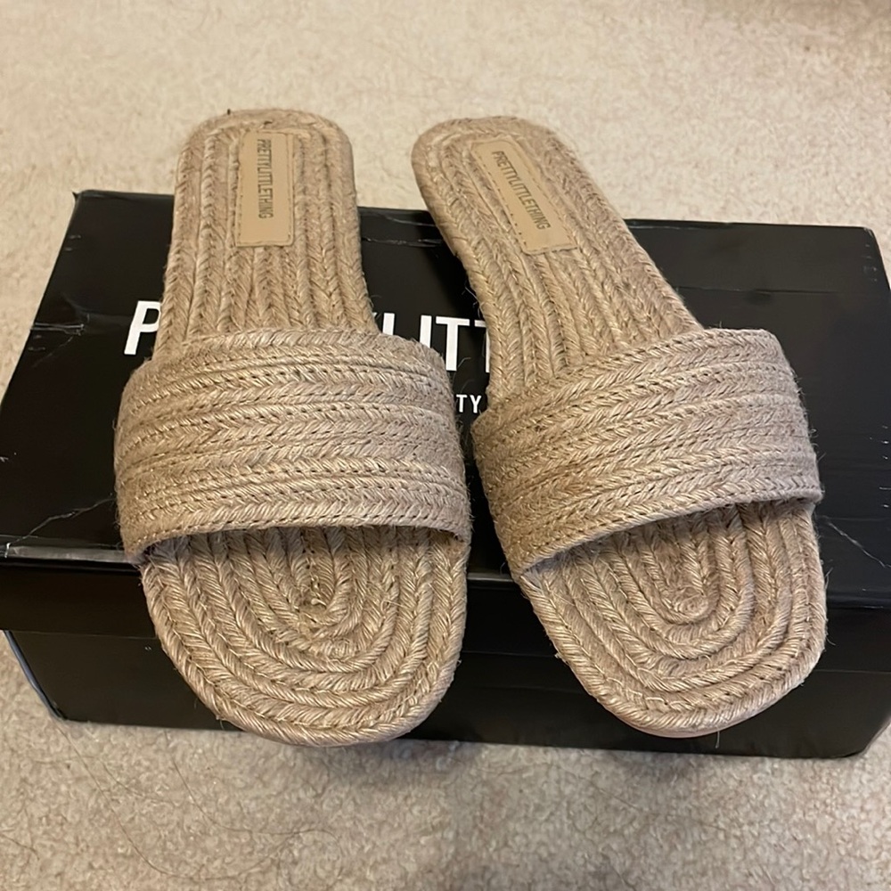 Pretty little thing woven sandals. Brand new.